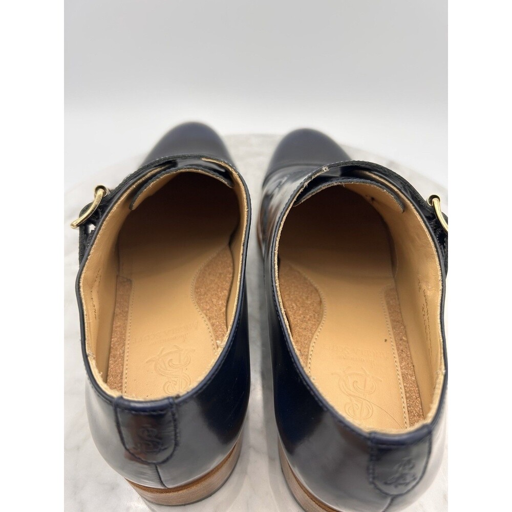 The Office Of ANGELA SCOTT French Navy Blue Leather Monkstrap Shoes 38 Mr. Colin - Picture 5 of 10